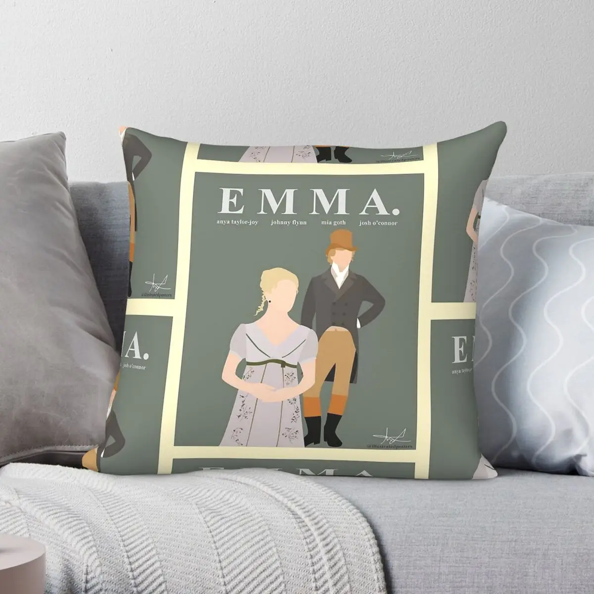 Emma Anya Taylor-Joy Johnny Flynn Pillowcase Polyester Linen Velvet Creative Decor Pillow Room Cushion Cover Wholesale 45x45