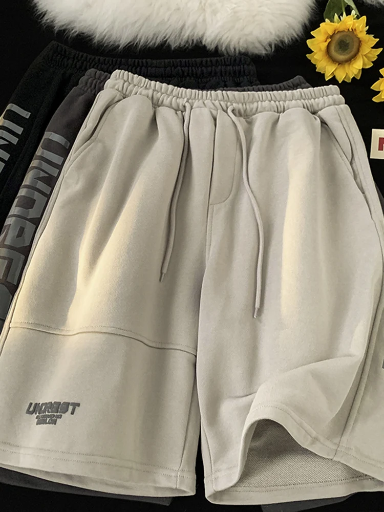 

American Sle Oversize Khaki orts Men's Summer Sport Design 5 Minutes Middle Pants Casual Loose Fit Straight Leg Trousers