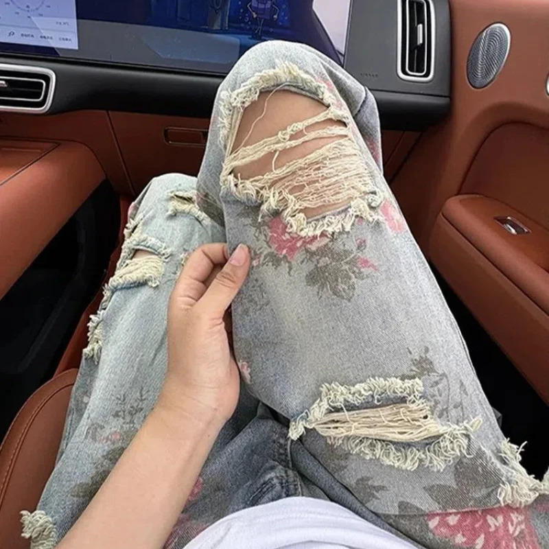 ฤดูร้อนกางเกงดอกกุหลาบบางคู่ Ootd สวมกางเกงขาบานตรงเสื้อผ้าผู้ชาย รีวิวเกาหลี เสื้อผ้าผู้ชายมากมาย กางเกงขาสั้นผ้ายีนส์