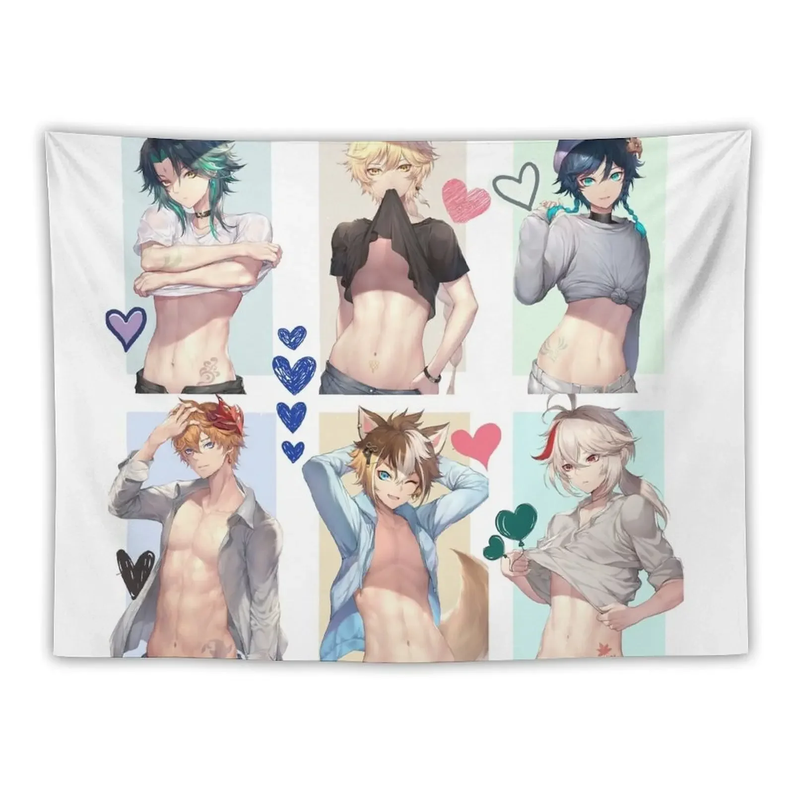 

Collage of Hot Genshin Characters Showing ABs Tapestry Outdoor Decor Decor Home Room Decorations Decoration Aesthetic Tapestry