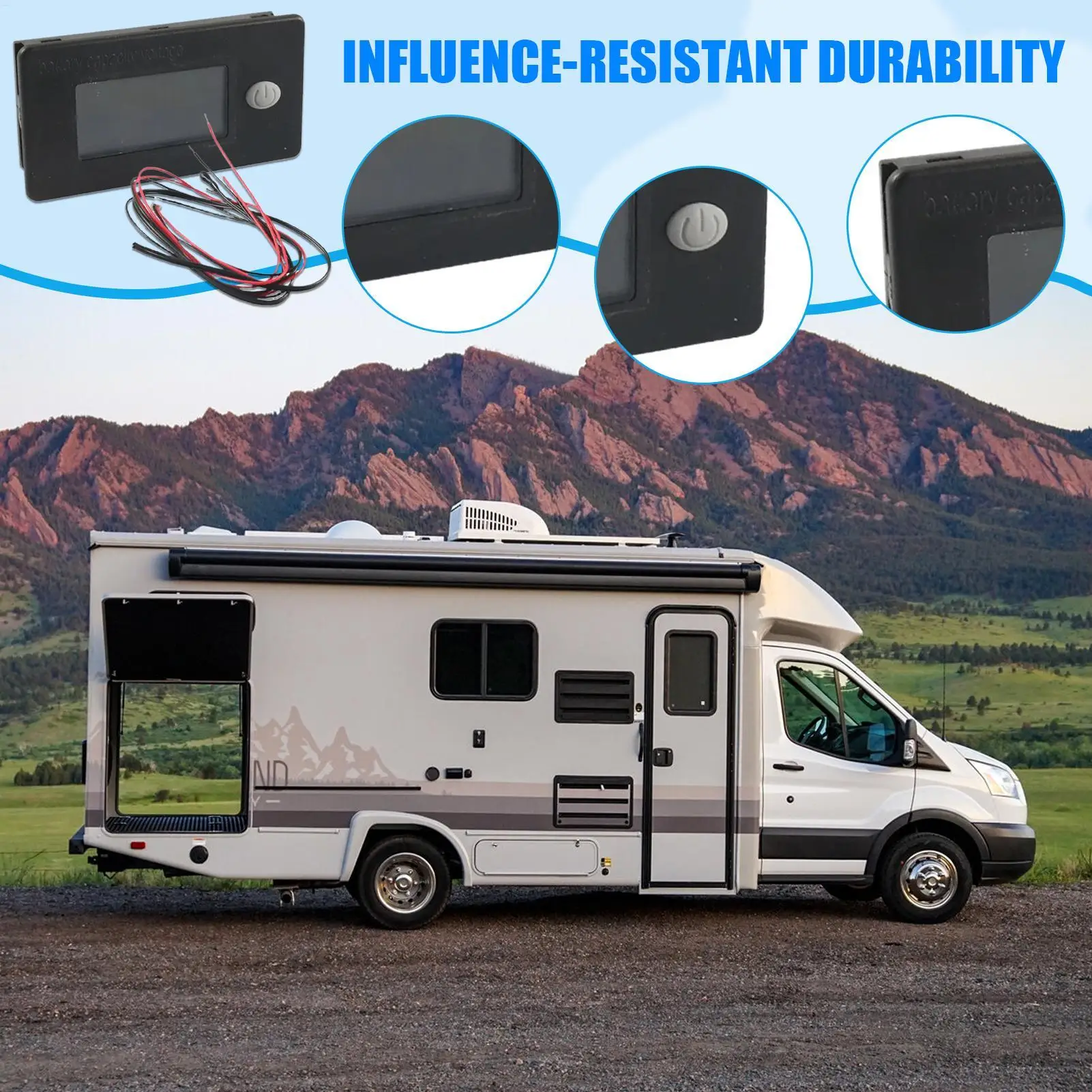 

Монитор батареи Rv ЖК-датчик литиевой батареи с датчиком температуры Вольтметр Манометр Моторная тележка Морская лодка Автомобиль