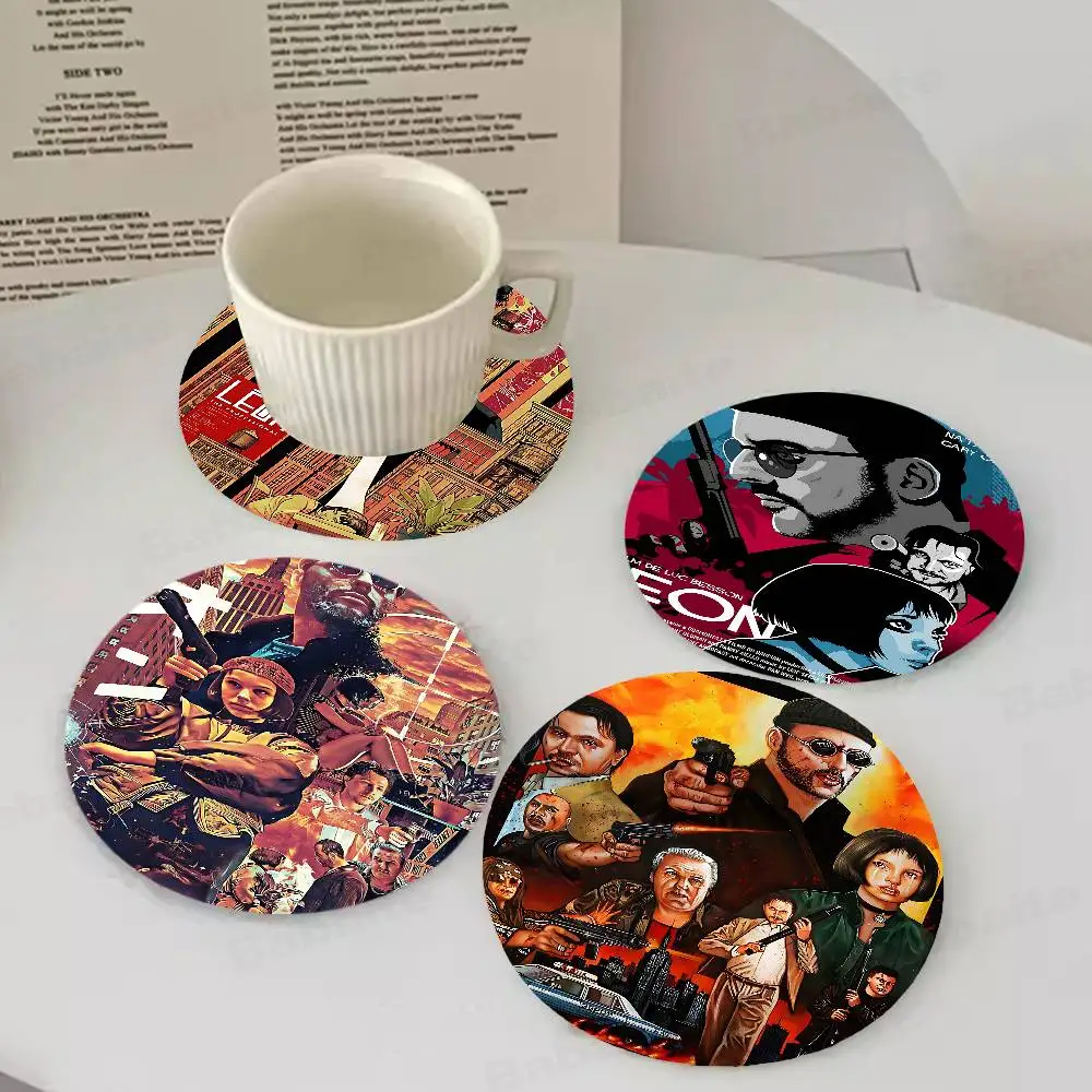 Klassischer Film Leon The Professional Holzuntersetzer Kaffee Teetasse Dekoration Café Getränkegeschäft Familienrestaurant Café