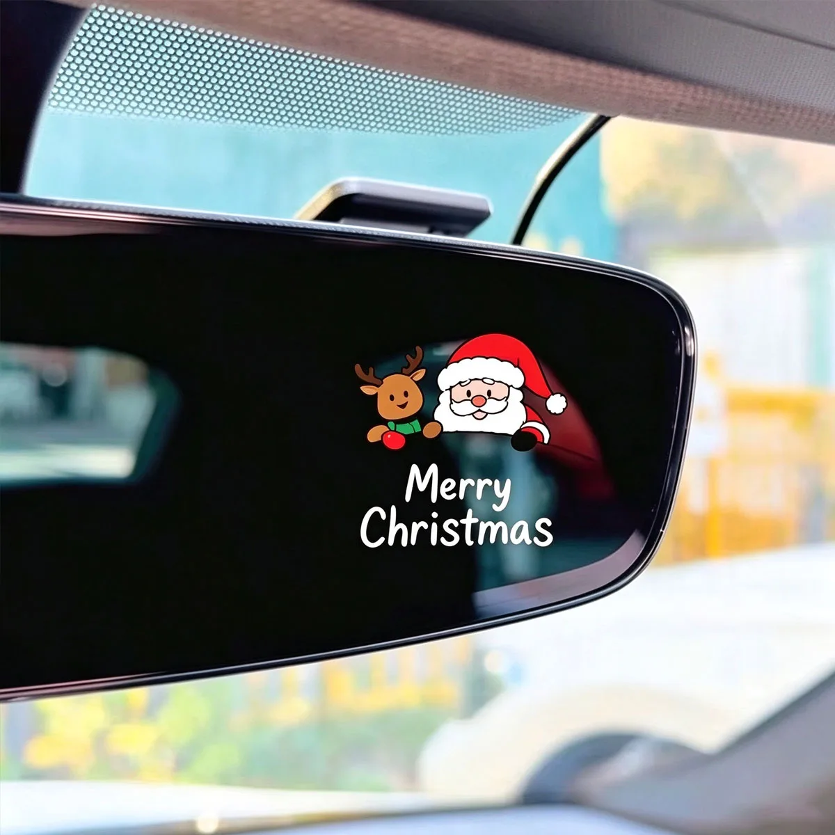 Merry Christmas Santa Claus Reindeer Sticker, Waterproof Wear-Resistant Decal for Car Mirror Bicycle