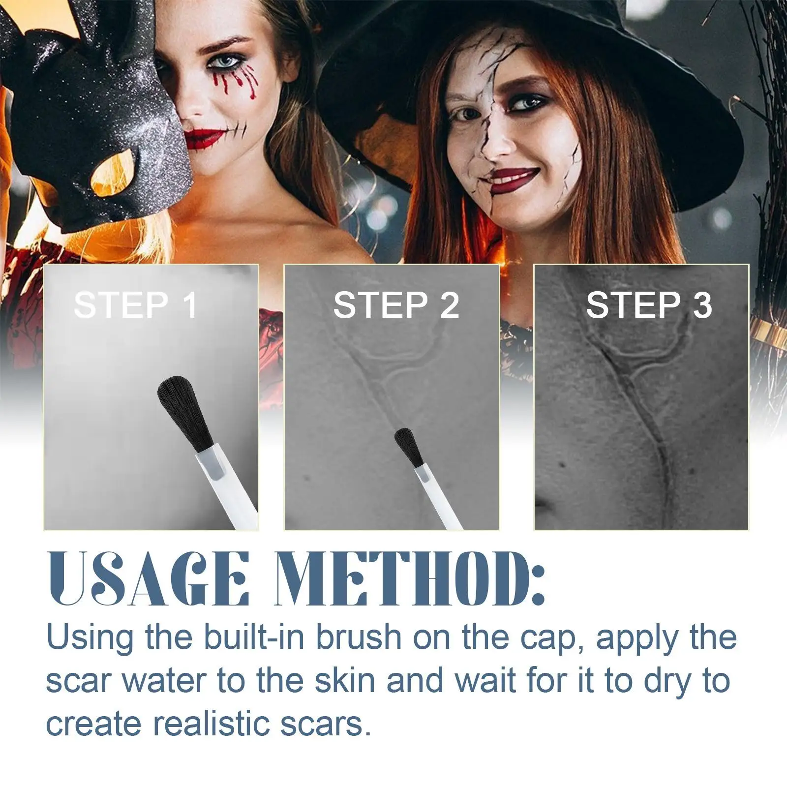 15ml Realistic Scar Liquid with Brush Liquid Makeup Scarring Liquid Realistic Cosmetic Special Effects Liquid for Halloween