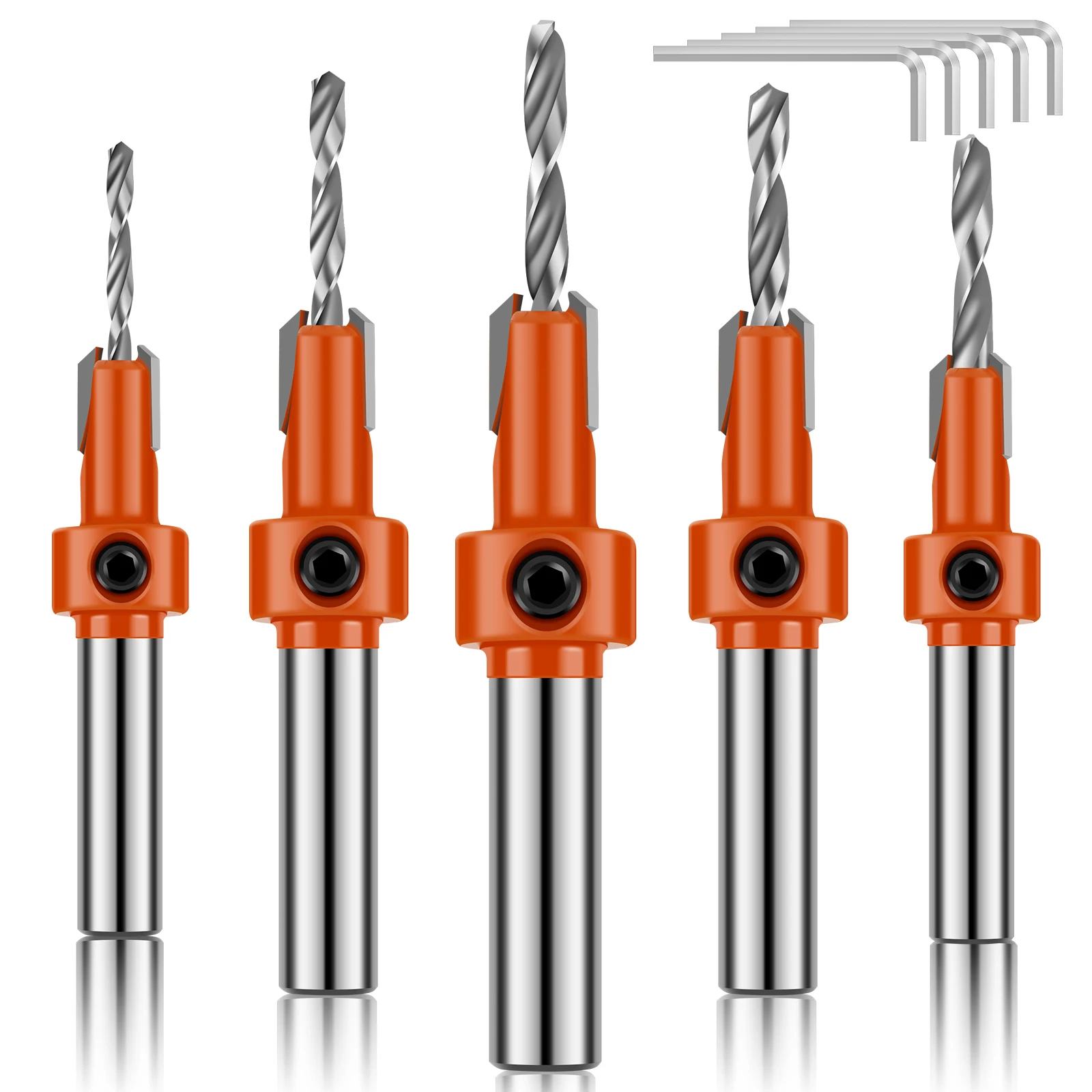 

Drill Bit Countersink Drill Bit Set Adjustable Length Punching Drill Bit Set Woodworking Tool for Wood PVC Plastic Soft Metal