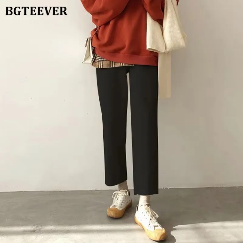 BGTEEVER Vintage Thick Loose Corduroy Pants for Women Autumn Winter Elastic High Waist Female Warm Harem Pants