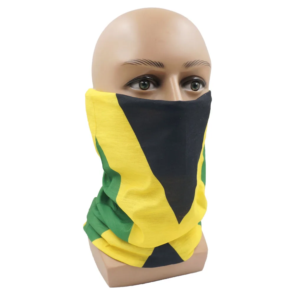 Jamaica Haiti Colombia Mexico Flag Pattern Bandana Women Hiking Neck Gaiter Caribbean National Flag UV Protection Face Shield