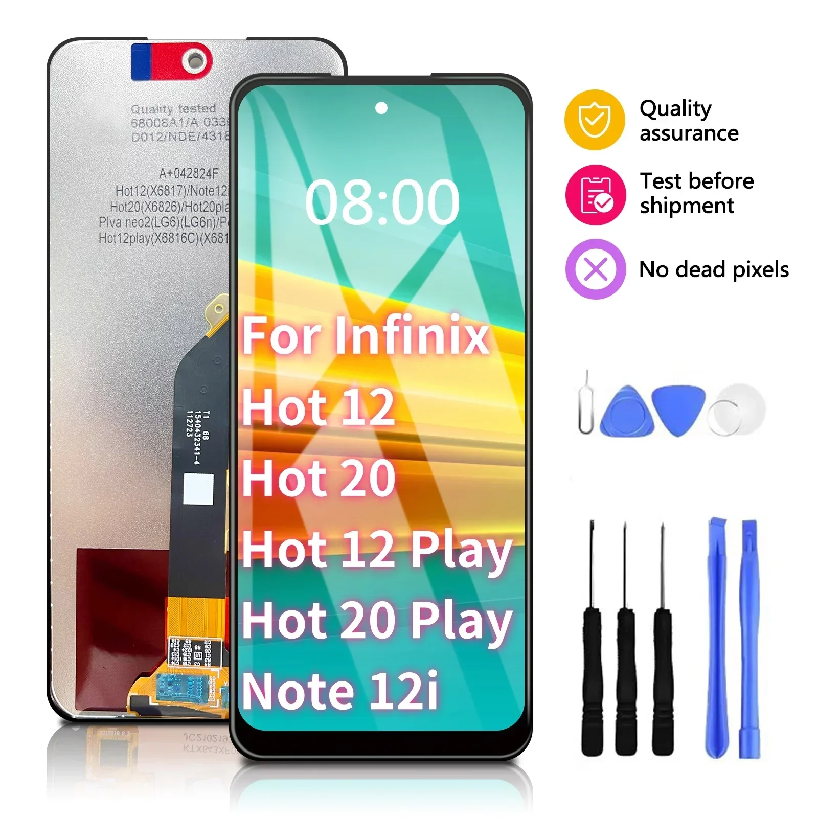 

6.82" For Infinix Hot12 X6817 Hot20 X6826 Hot12Play X6816 Hot20Play Note12i X6819 LCD Display Touch Screen Digitizer Replacement