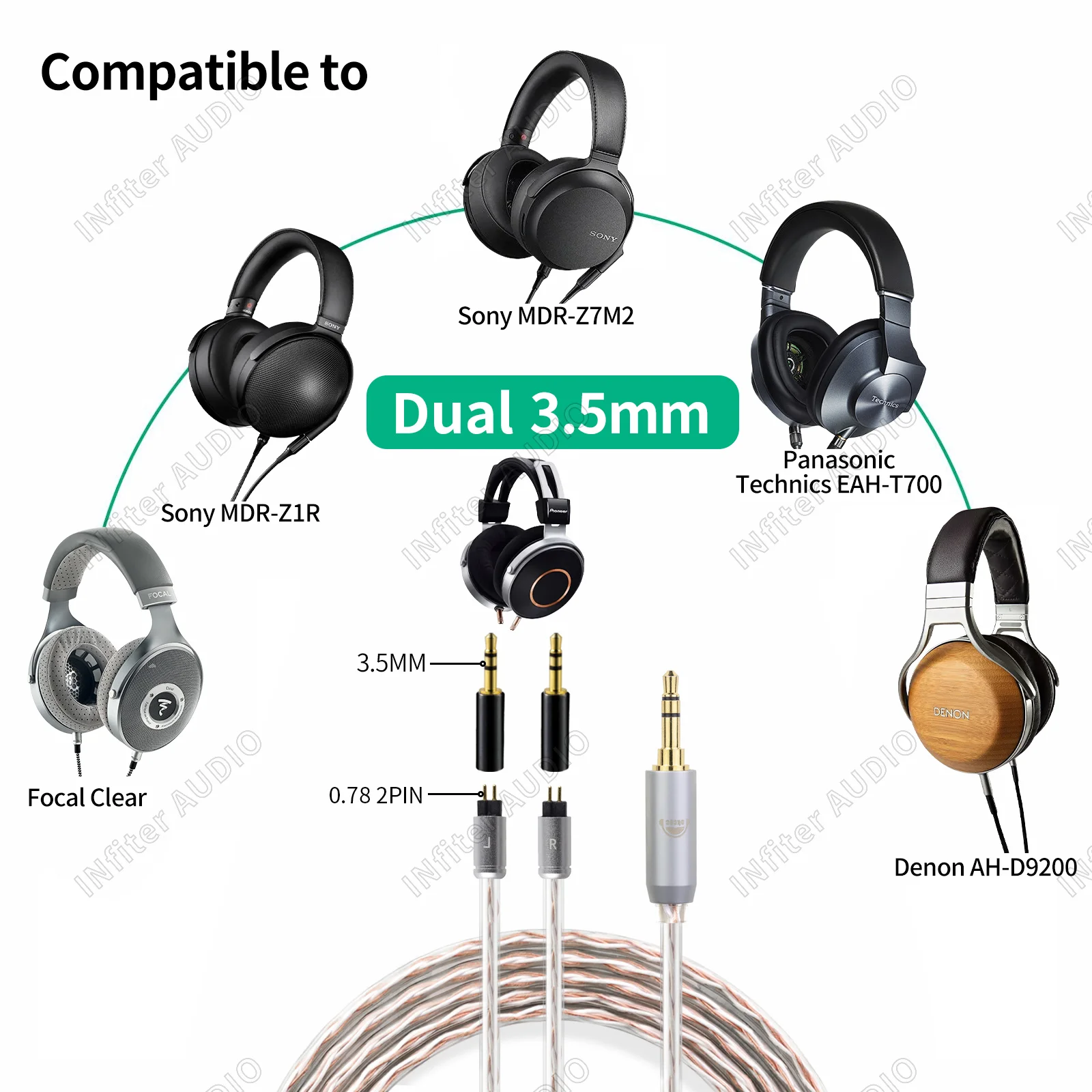 ヘッドホン用アダプター,3.5〜3.5mm,ソケット3.5mm,2ピンから0.78mm,m1, m2, zx-1, wxd-3