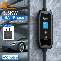 Feyree-cargador portátil EV Tipo 2/GB/T, Conector de enchufe 16A, 1 fase, 3,5 kW, tipo 1, 3,5 m, estación de carga Wallbox para vehículo eléctrico