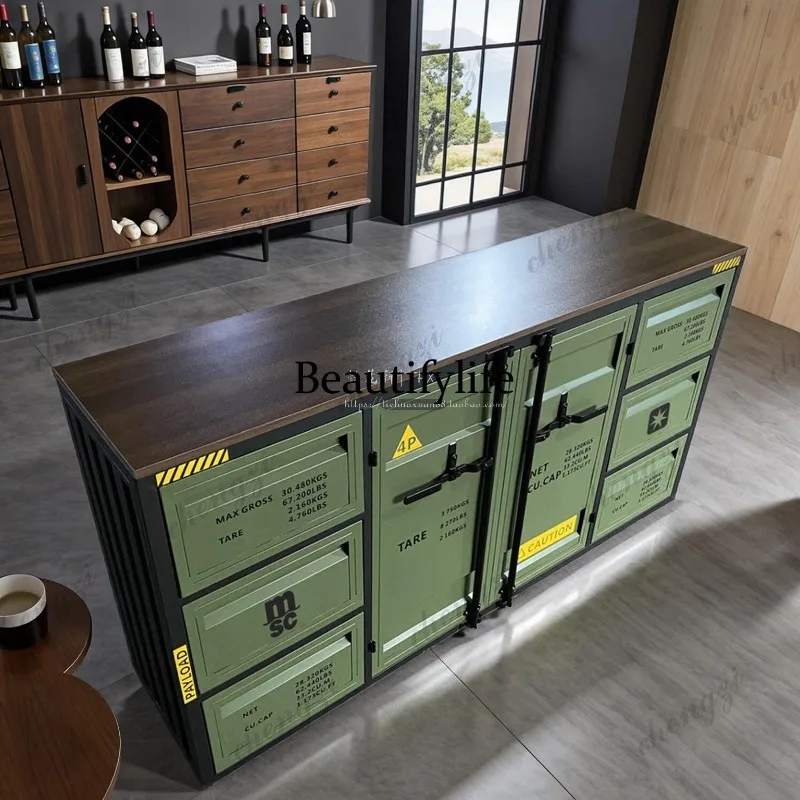 Industrial style iron sideboard, wall-mounted commercial store tea cabinet, storage storage, garage cabinet