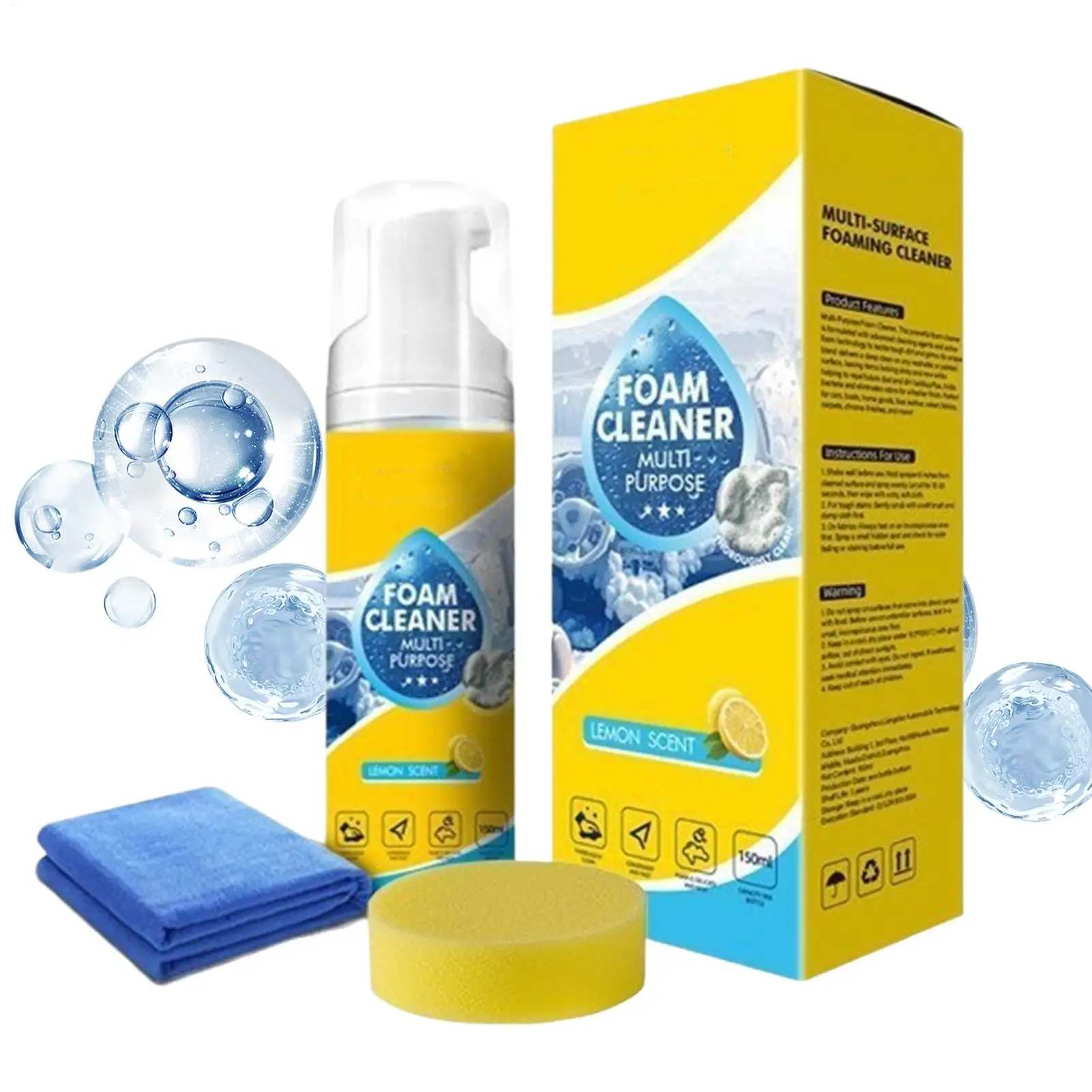 Foam Cleaner 150ml 4-in-1 Multipurpose Cleaning Degreaser Car Interior Shower Foam Cleaner for Home Kitchen Bathroom Leather