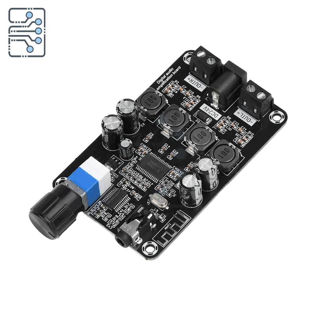 DC 12V-24V Class D amplifier module 50W*2 HiFi stereo Bluetooth 5.0 audio amplifier with adjustable volume protection amplifier