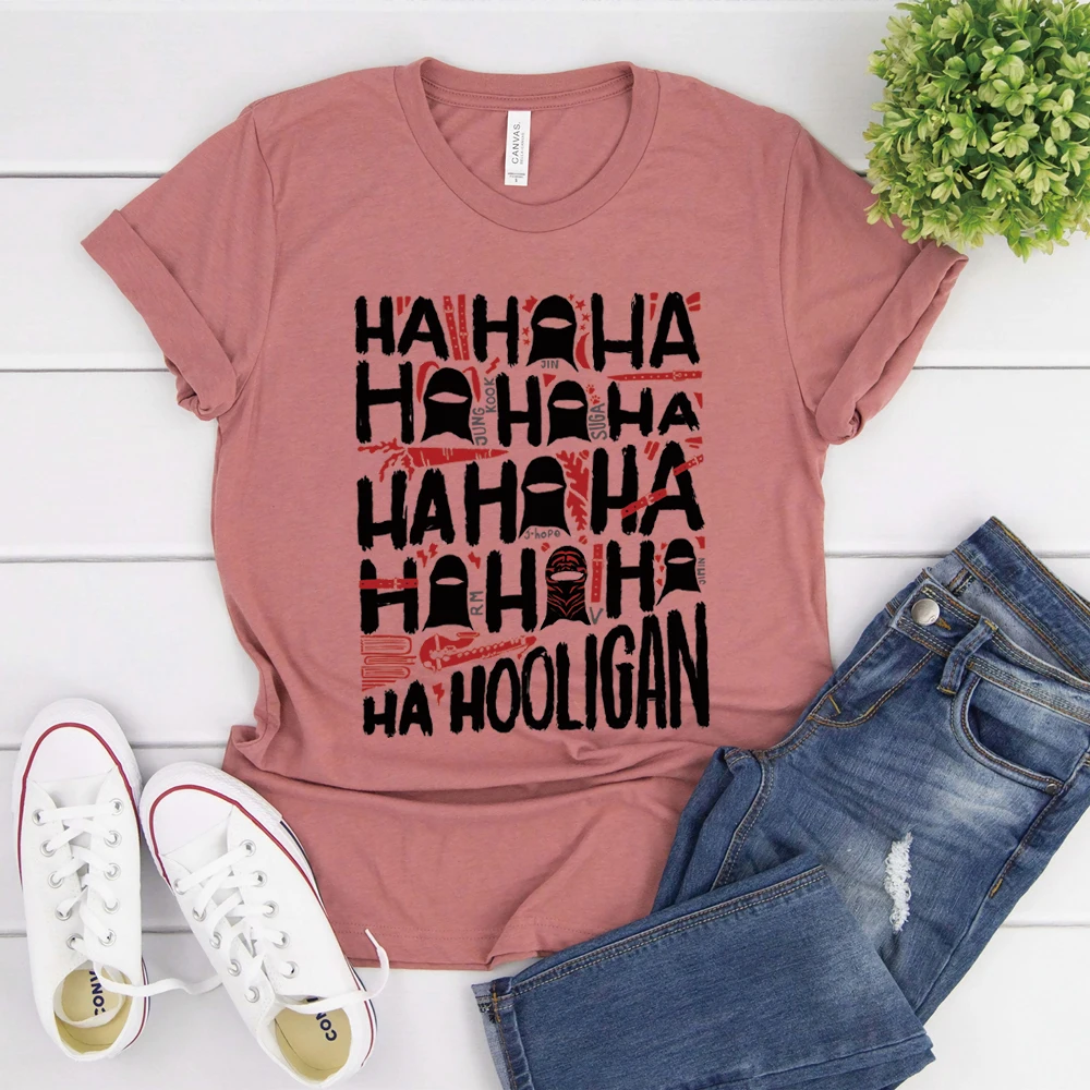Hooligan Lyric T-Shirt Lustiges Kpop T-Shirt Retro Ha Ha Ha Grafik-Shirts Harajuku Konzert-T-Shirt Unisex Kurzarm-Oberteile Fan-Geschenke – Detail 9