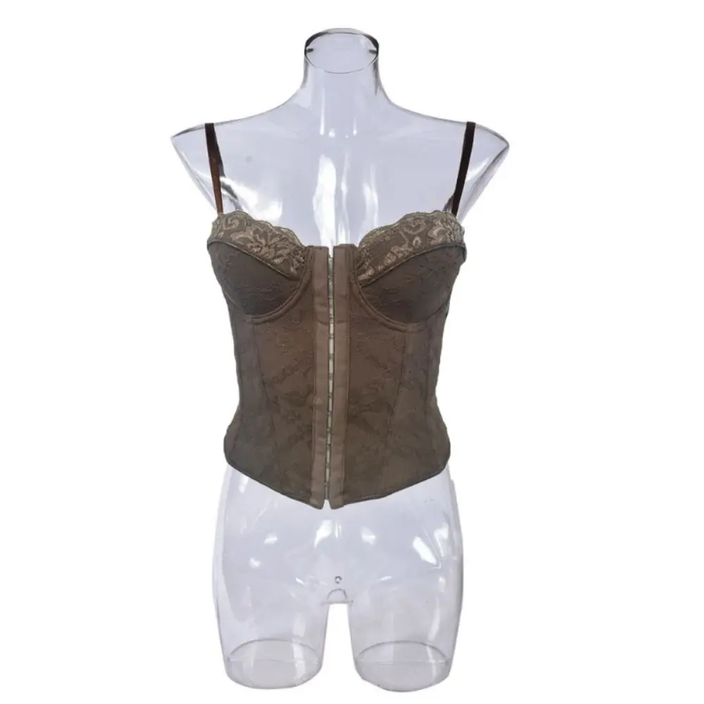 Elegant Hollow Lace Camisole Slim Fit Tanks Crop Tops Sleeveless Streetwear Suspender Vest Spring Summer
