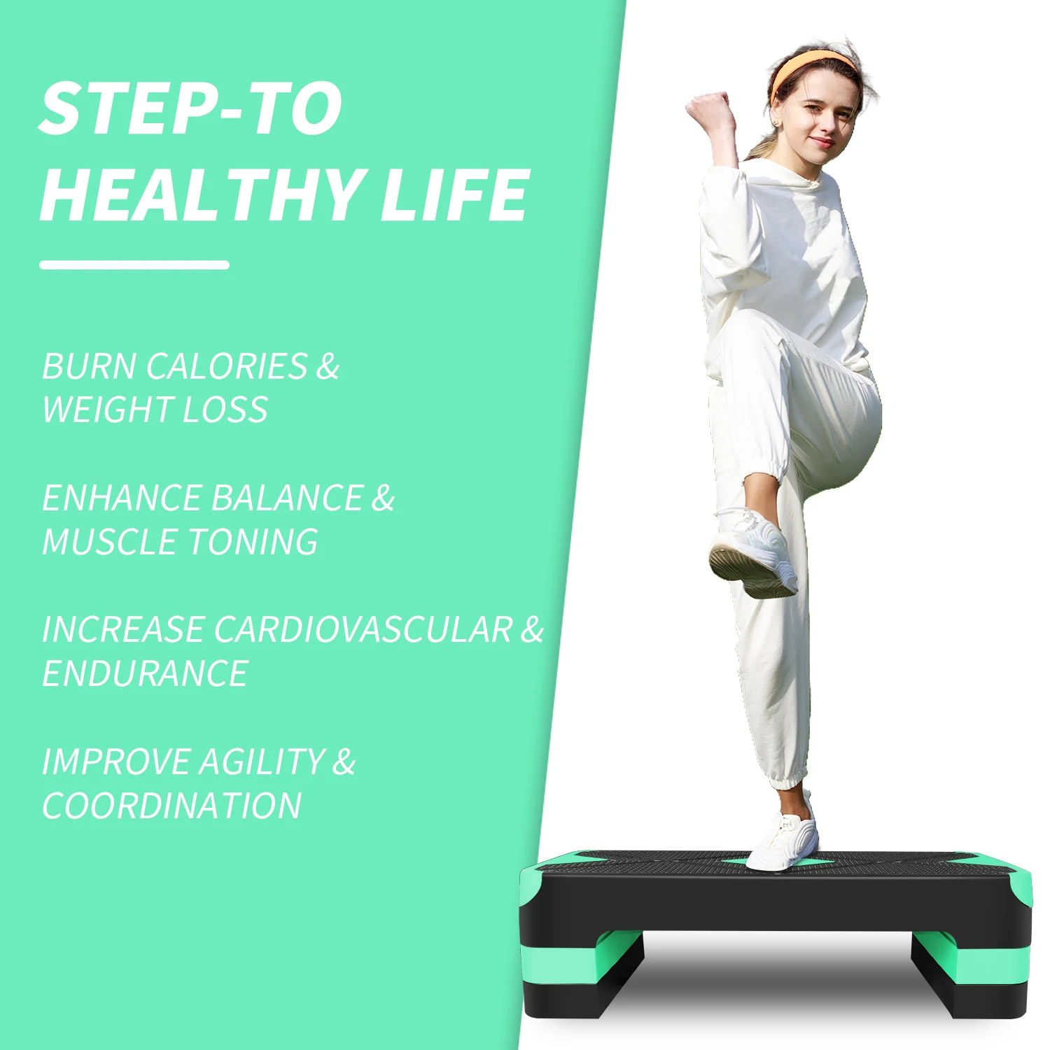 Paseo de ejercicio aeróbico, paso a paso de tabla de ejercicios para plataforma de entrenamiento de ejercicio para bajar hacia arriba, plataforma de paso de 68,5 cm/27", carga de 250 kg