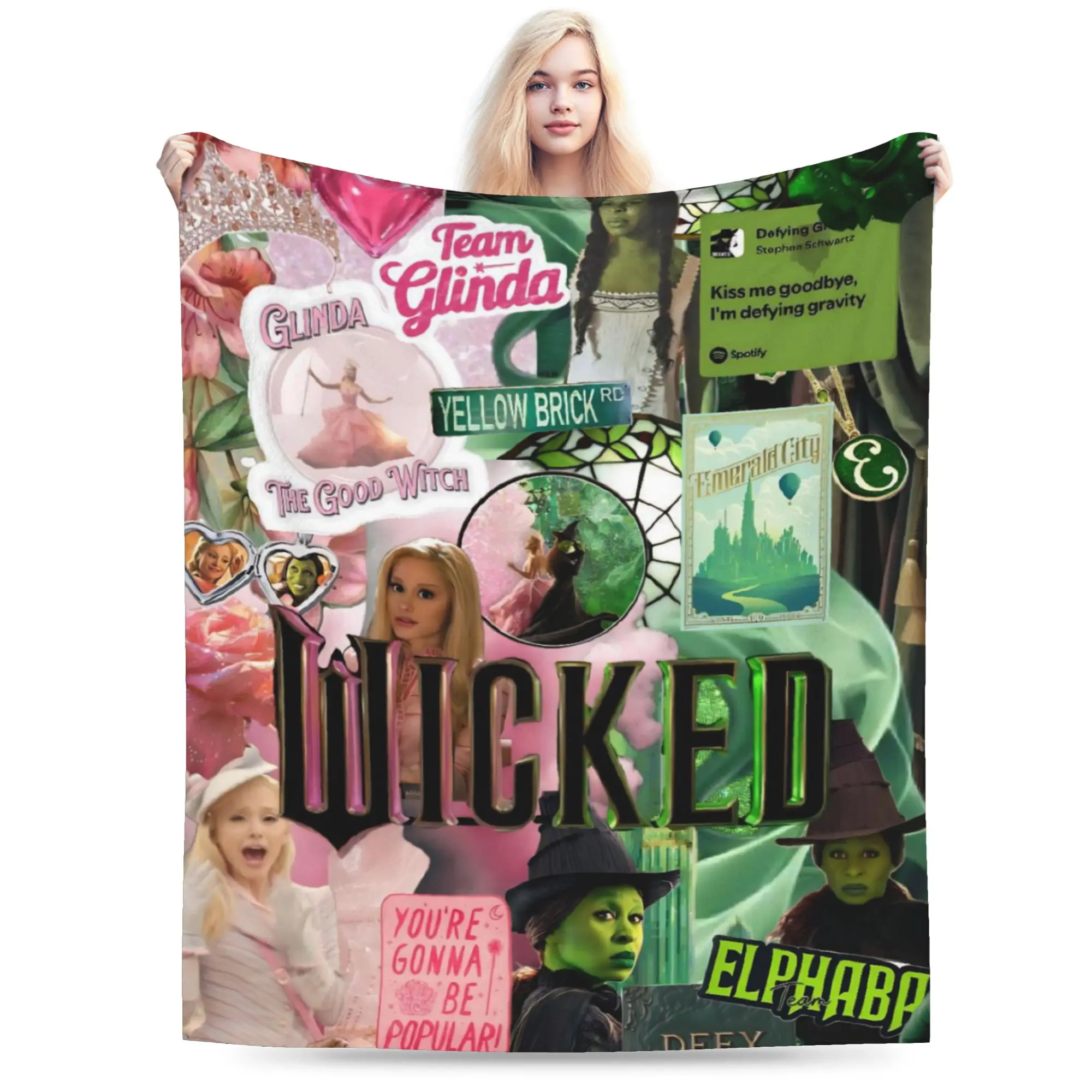 Wicked For Good Flannel Blanket Glinda Elphaba Funny Throw Blankets for Home Hotel Sofa  200x150cm Plush Thin Quilt