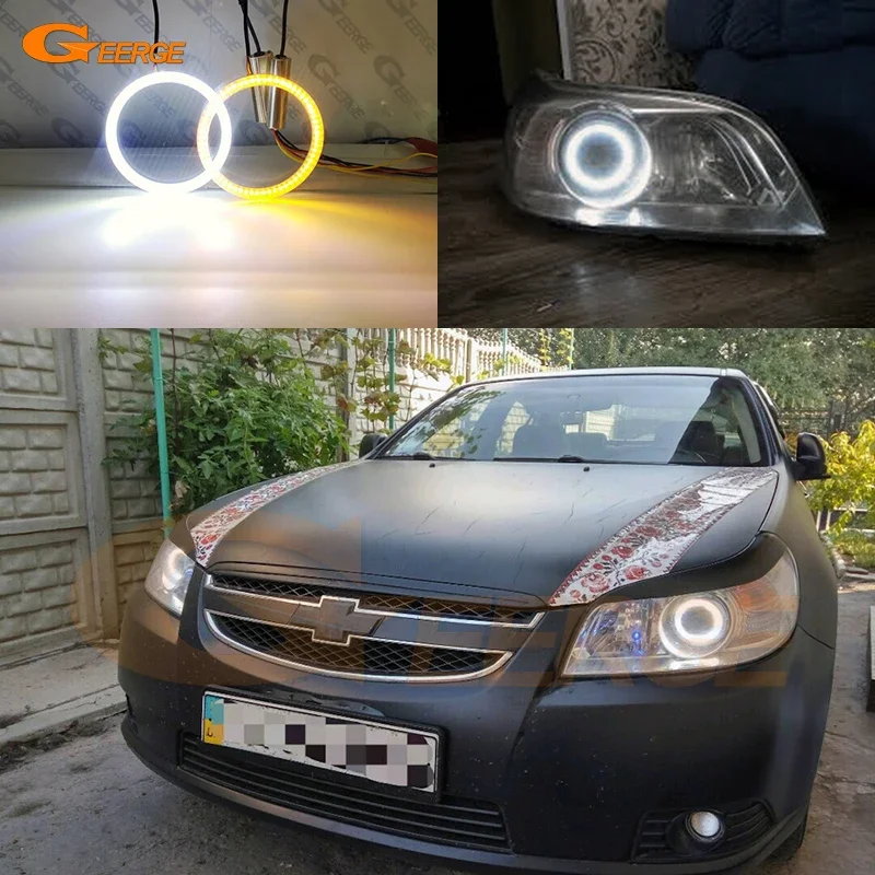 For Chevrolet Daewoo Tosca Holden Epica 2007 - 2013 Ultra Bright A/W Switchback DRL Turn Signal SMD LED Angel Eyes Halo Rings