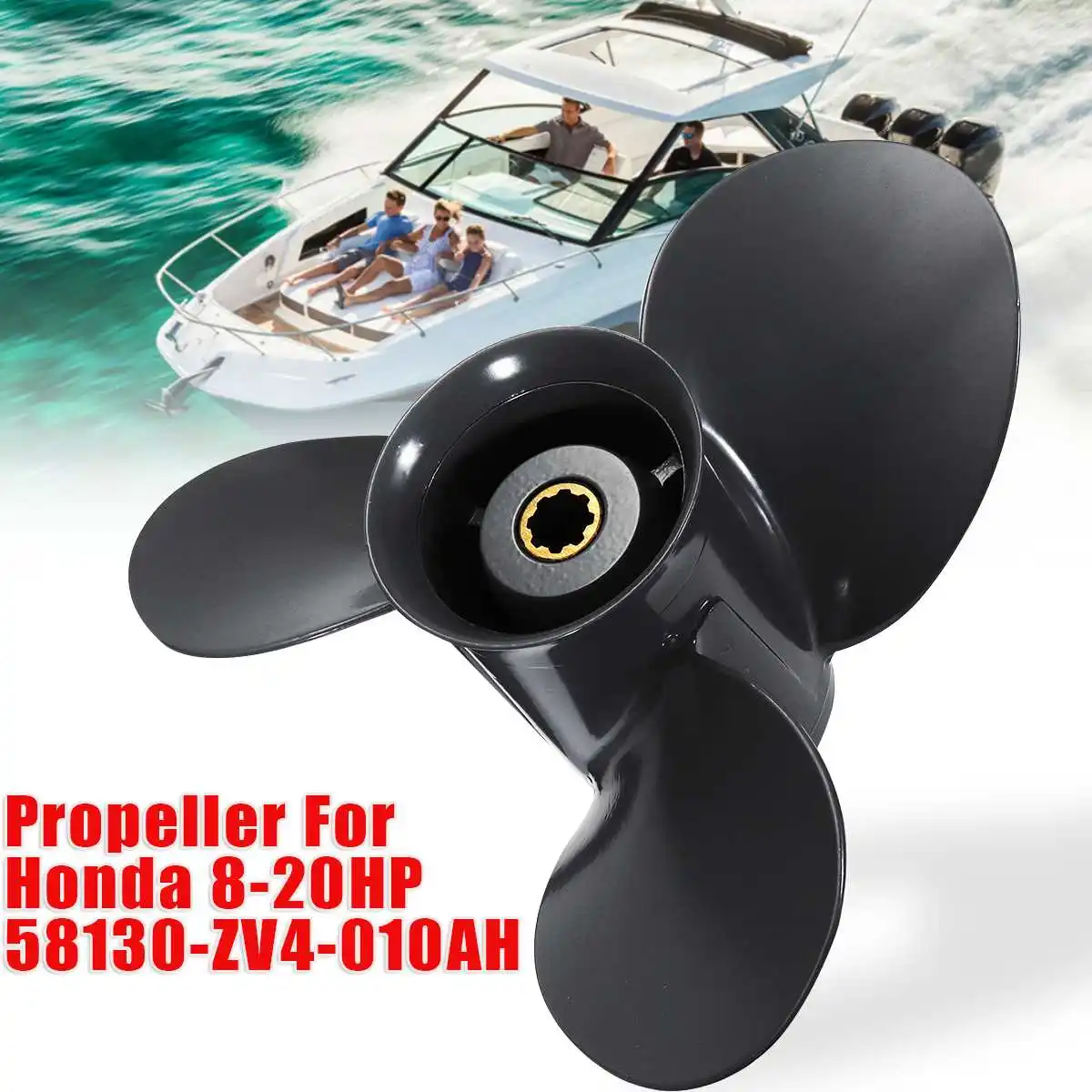 Marine Boat Outboard Propeller 9 1/4 X 10 1/2 for Honda 8-20Hp 58130-Zv4-010Ah Aluminum Alloy 3 Blades 8 Spline