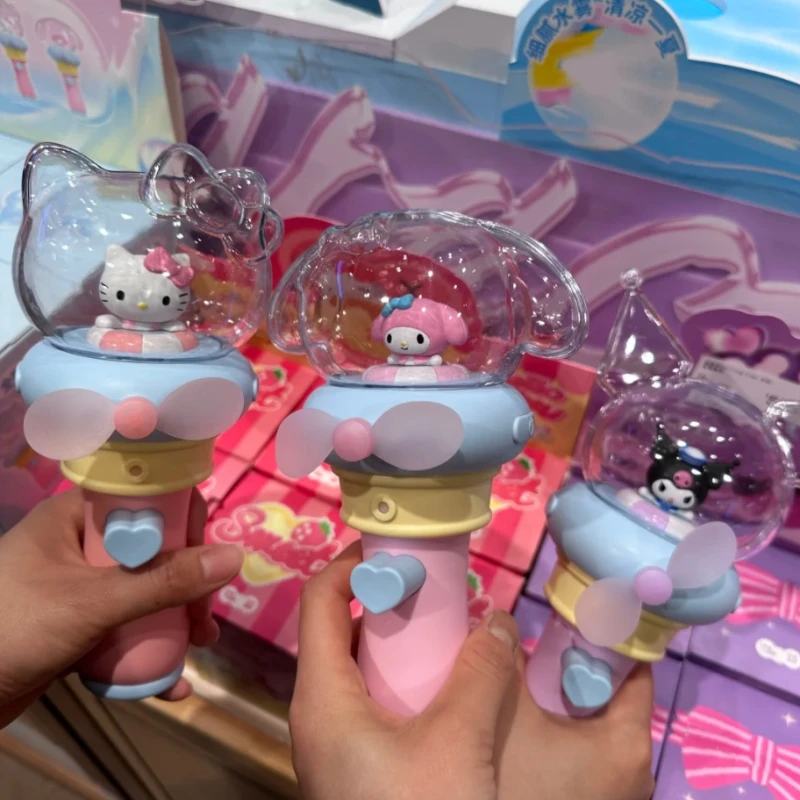 

Hellokitty Summer Bubble Series Toys Spray Fan Blind Box Kuromi Water Replenishment Instrument Melody Handheld Handheld Gift