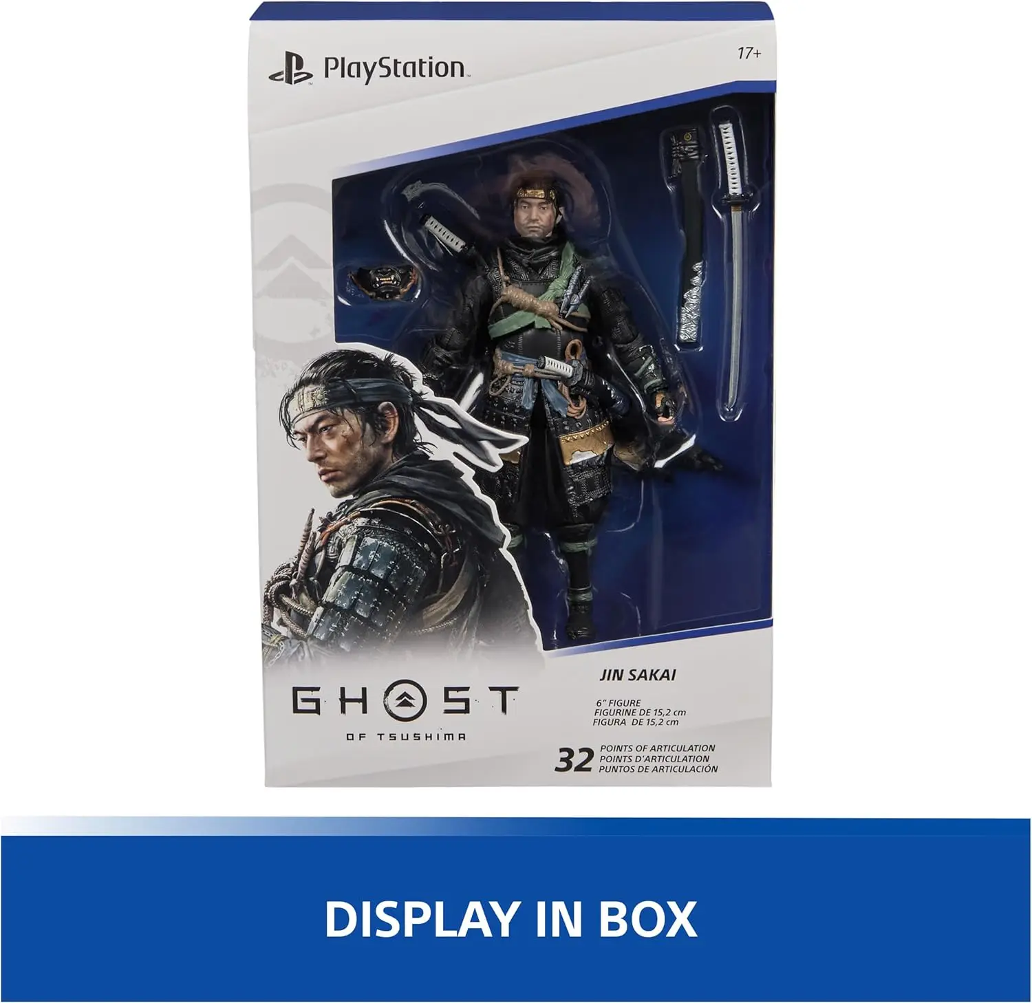 PlayStation, Ghost of Tsushima, 6” Jin Sakai Samurai Action Figure & 2 Accessories, for PS5 Fans & Collectors Ages 17+