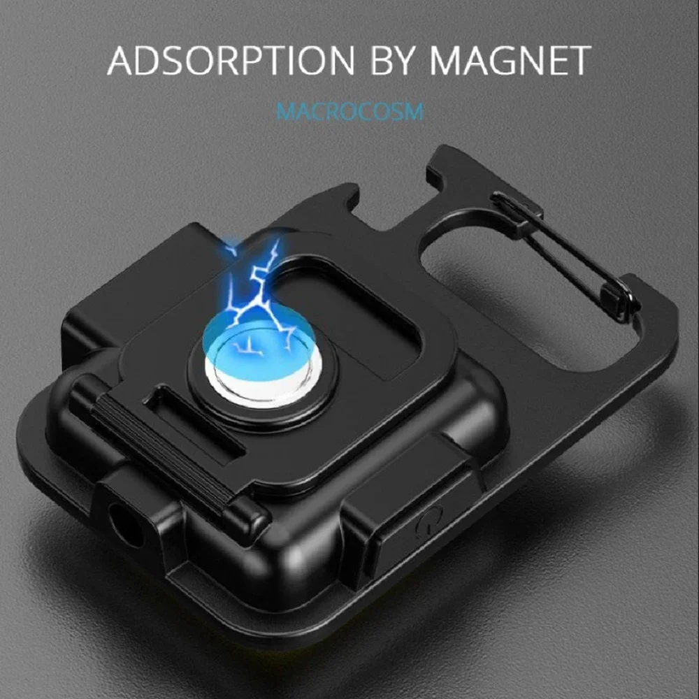 Portable Mini Super Bright COB Keychain Light 4 Lighting Modes Forwork Light Flashlight Charging Lamp Camping Lights with Magnet