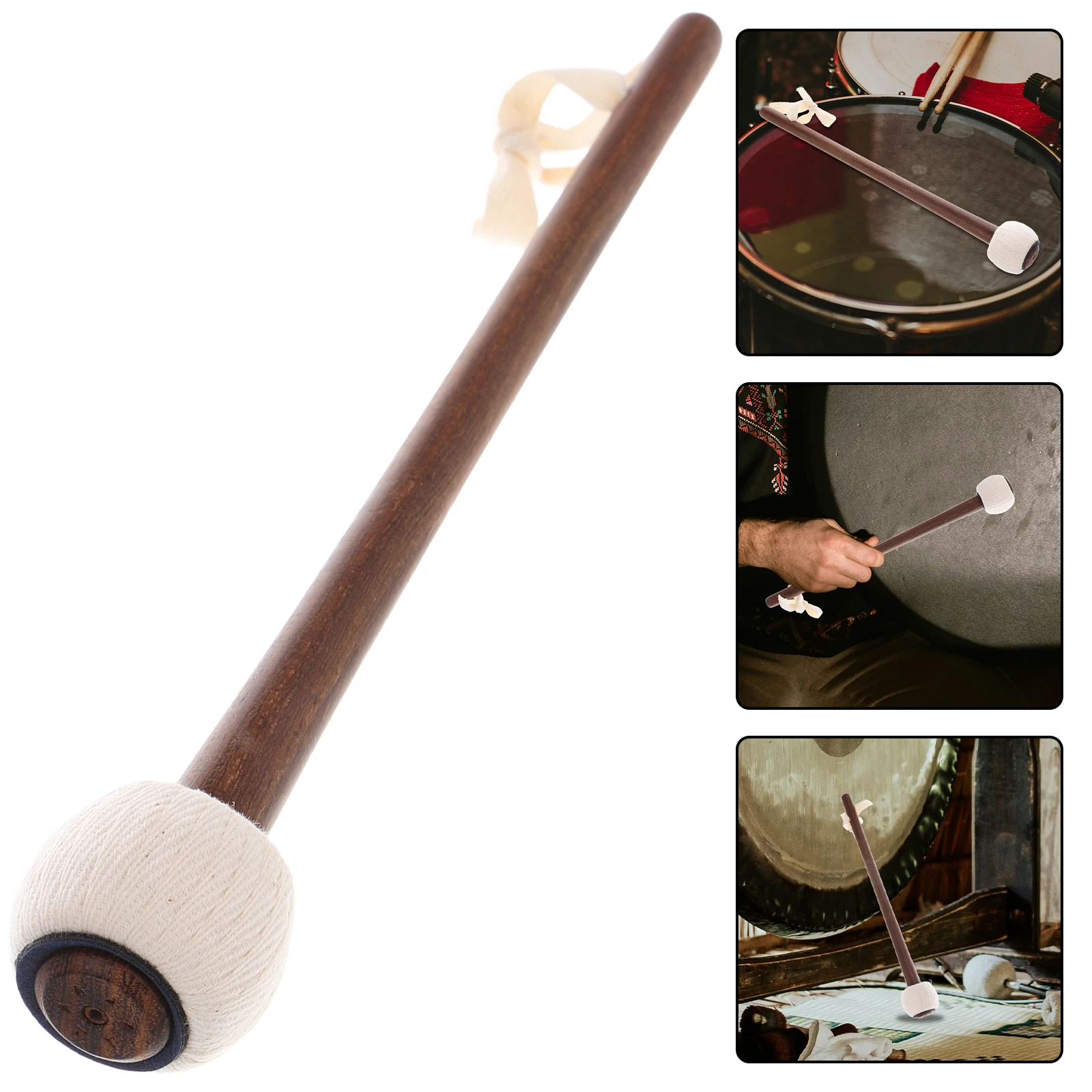 

Wooden Gong Hammer Drumstick Mallet Pick Sticks for Kids Cotton Heads Drumsticks