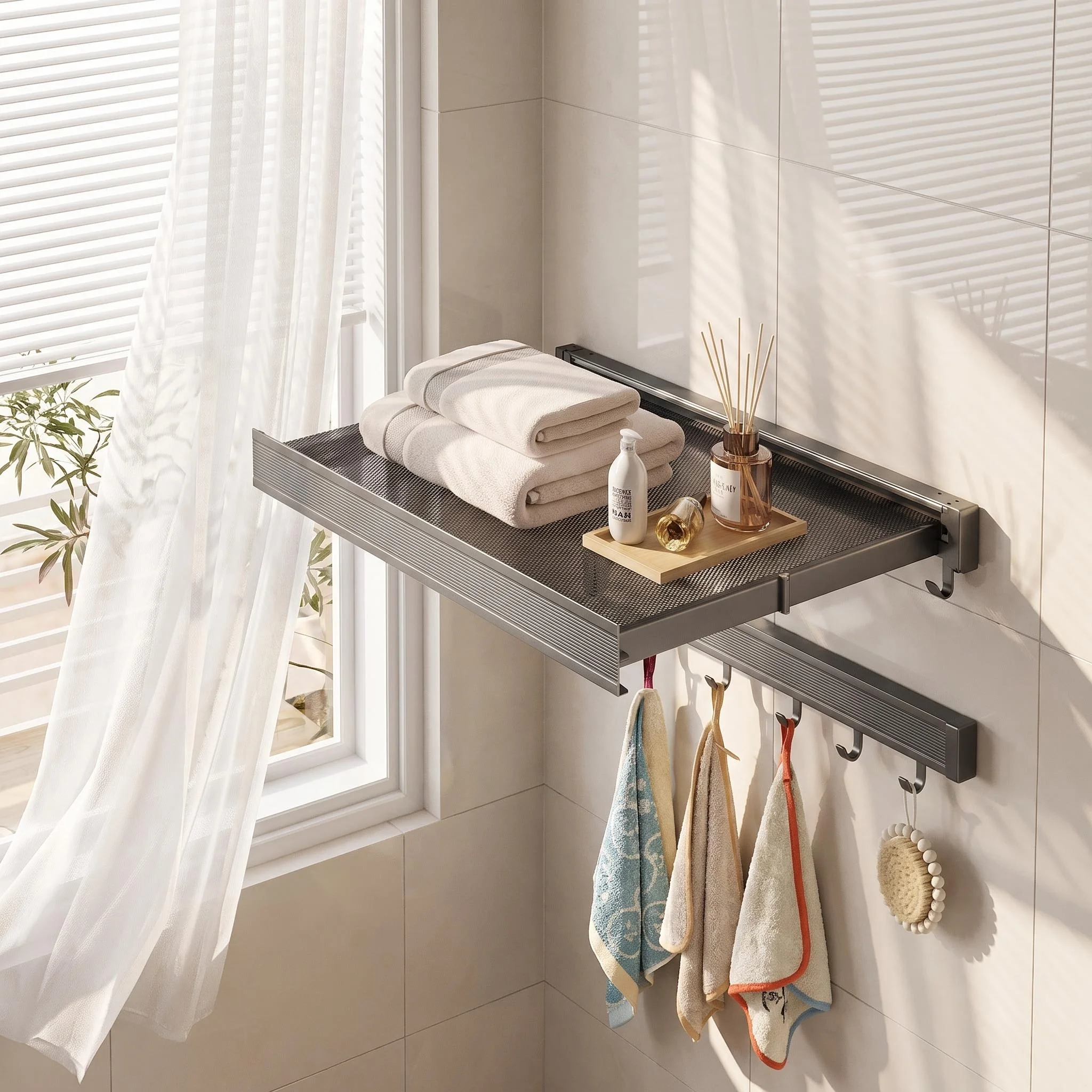 No Drill Invisible Drying Net One Touch Fold For Renters No Wall Damage Easy Use