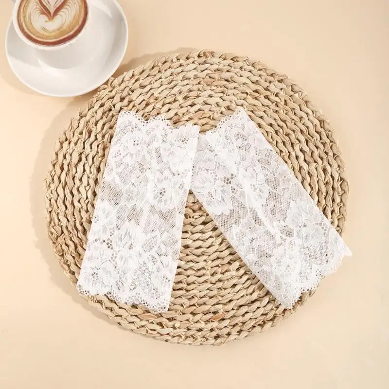 39BD Elegant White Lace Arm Sleeves Wrist Cuffs for Women Outdoor Styling Looks