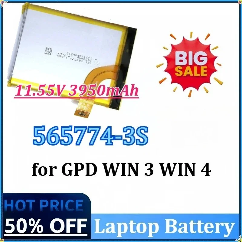 11.55V 3950mAh 45.62Wh 565774-3S Battery for GPD WIN 3 Win3 WIN 4 Handheld Gaming Laptop GamePad High-Capacity Tablet Battery