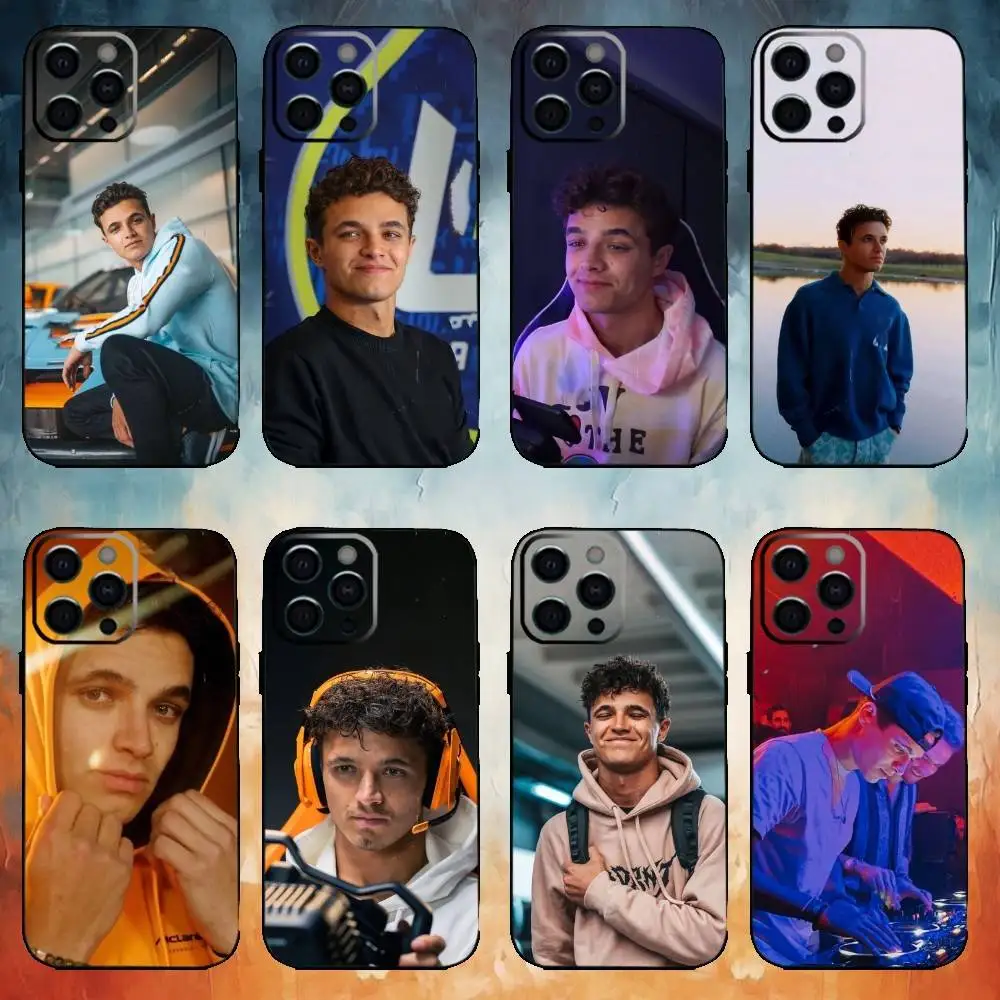 

L-Landos N-Norris Phone Case For iPhone17,16,15,14,13,12,11 Plus,Pro Max Soft Black Cover