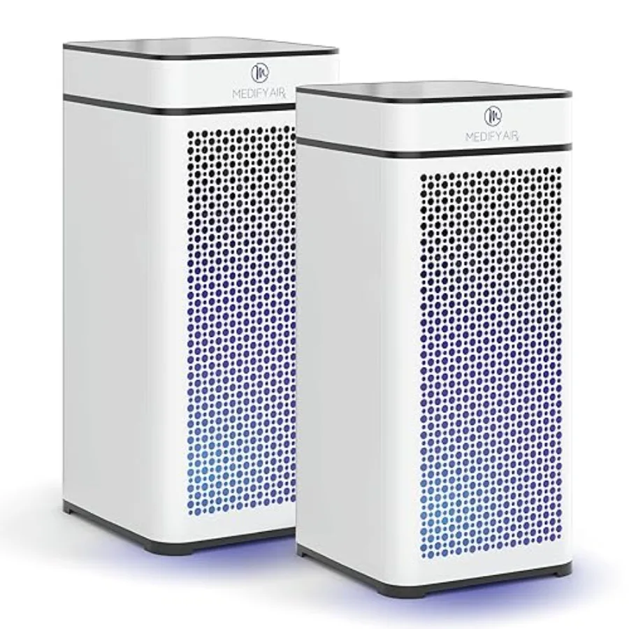 

Wildfire smoke air purifier for large rooms, white UV light HEPA H14 filter, 99.9 quiet removal down to 0.1 microns, 1793 ft co