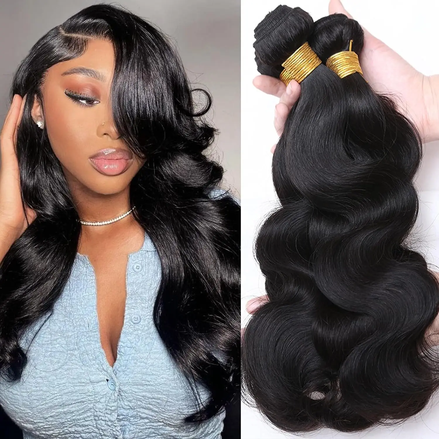 Body Wave Bundles Human Hair 16 18 20 Inch Brazilian Body Wave Human Hair 2/3/4 Bundles Natural Black Virgin Human Hair