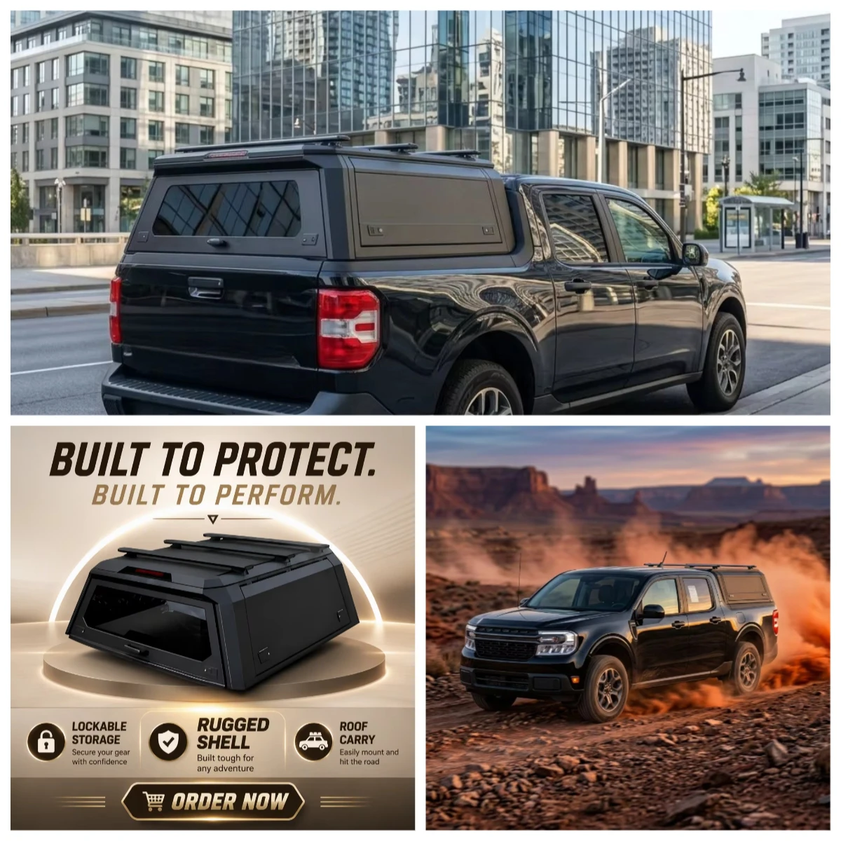 XINSUYUAN Aluminum Alloy Split Pickup Canopy Hardtop Truck Topper No-Drill for Maverick Ranger Tacoma Gladiator