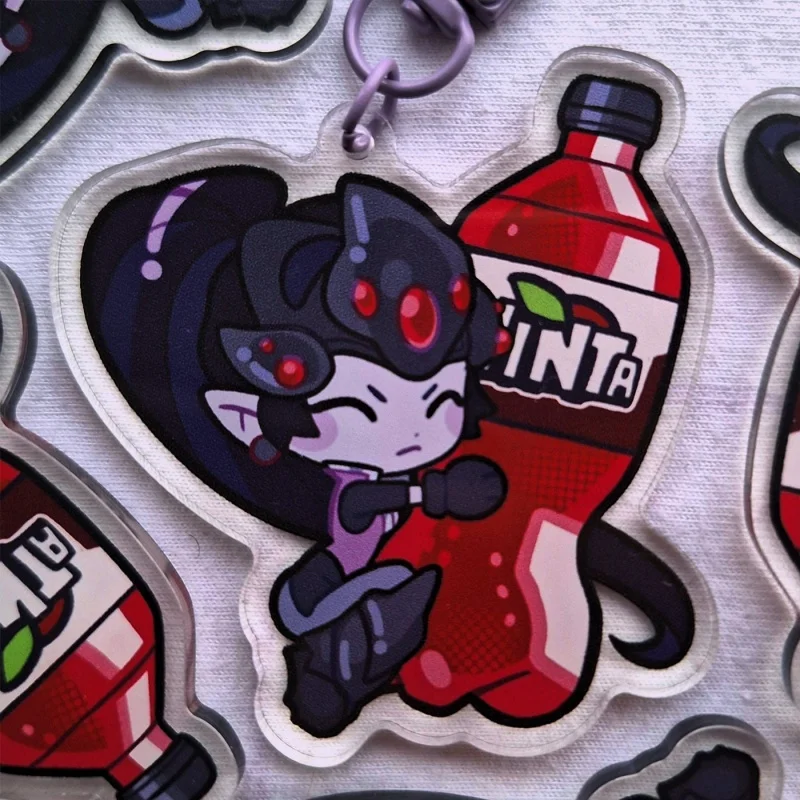 Overwatch Hana Song 5cm Drink Theme Acrylic Keychains Hero Character Bag Charms Backpack Pendants Daily Decor Accessories Gifts view 5