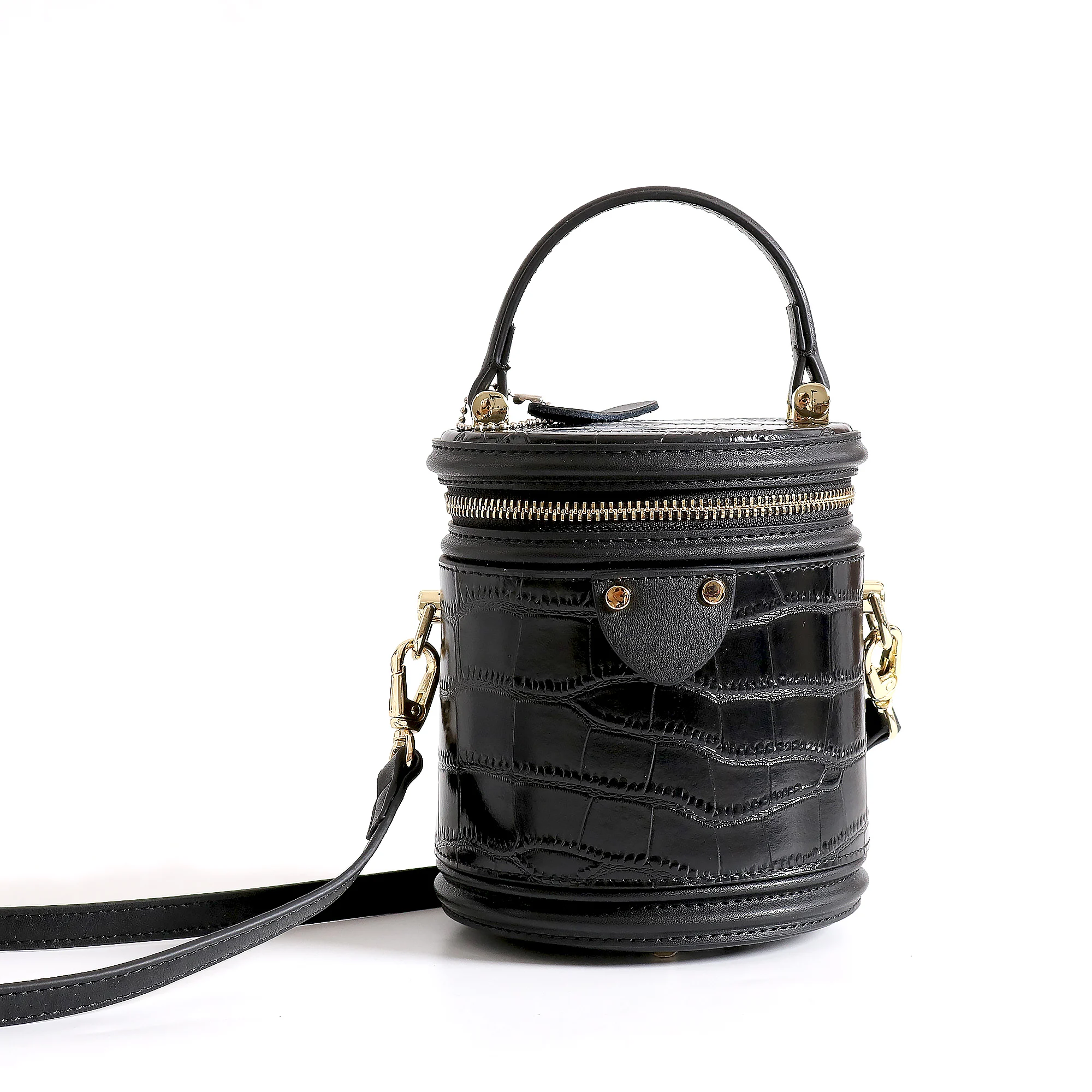 Genuine Leather women bag 2024 High Quality box round bag fashion portable women\'s  Crocodile pattern leather bucket bags