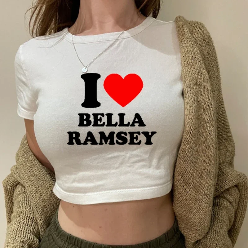 

Футболка женская с принтом «I Love Bella Ramsey», короткий топ в стиле Харадзюку, Готическая детская футболка, одежда в стиле гранж 1920-х годов, Y2k