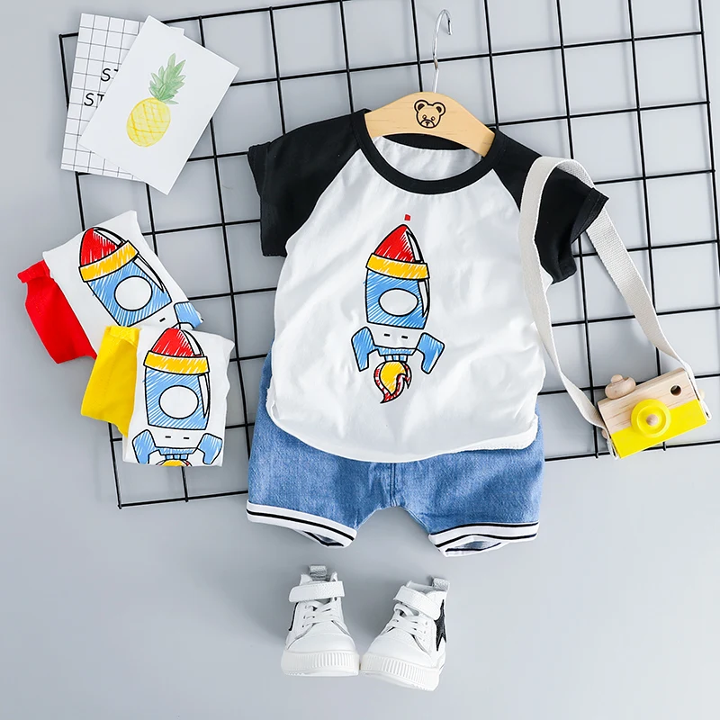 

Summer Baby Girls Boys Clothing Sets Toddler Infant Outfits Children Cartoon Casual T Shirt Shorts Cotton Kids Vacation Clothes