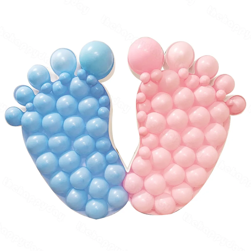 130cm Baby Feet Shape Mosaic Balloon Frame DIY Mosaic Filling Balloon Box Baby Shower Kids Birthday Gender Reveal Party Backdrop