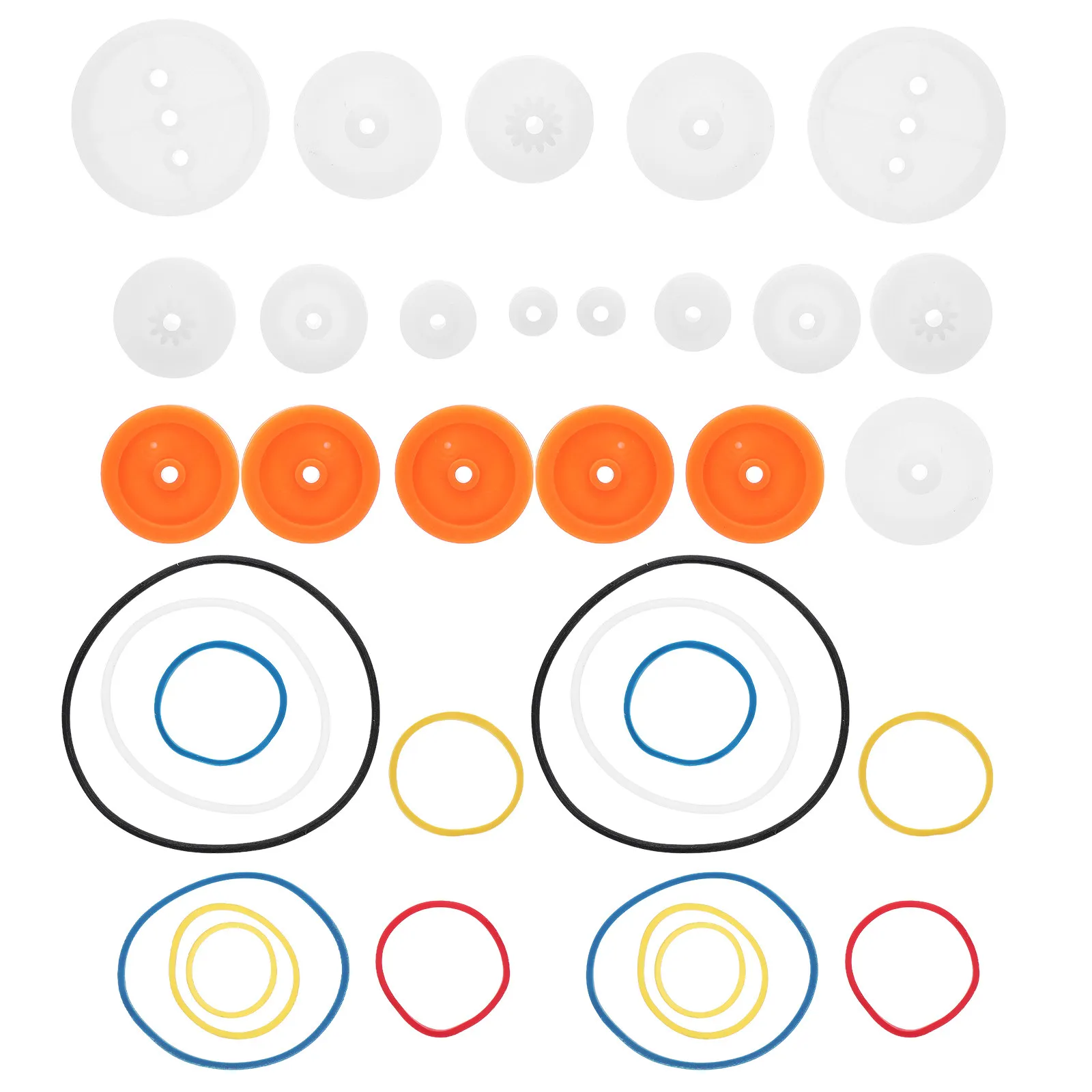 

1Set Pulley Combination Package Rubber Transmission Belt Plastic Pulley Kit Noise Reduction Assembly for DIY Rc Car