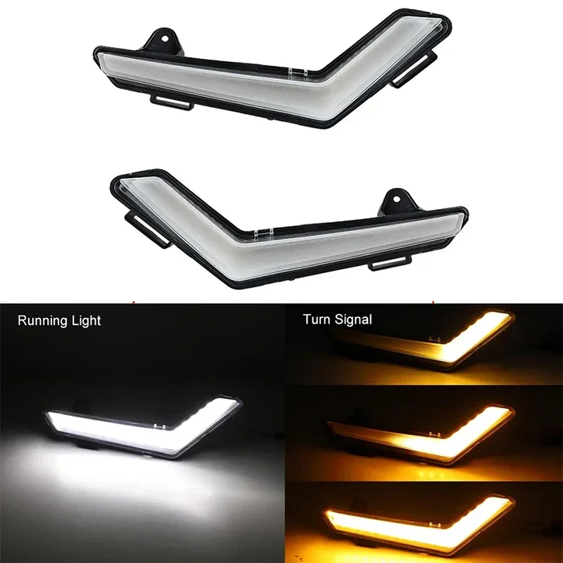 2Pcs For Can Am Defender 2020+ Defender Max 2020+ Commander 2021 DRL Front Lights ATV Flowing LED Turn Signal Light Accessories