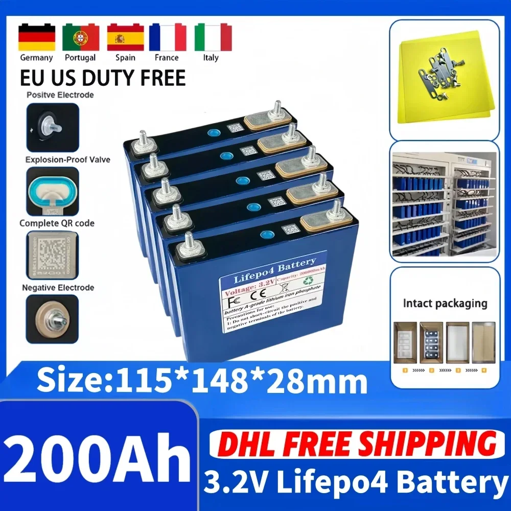 Lifepo4 3.2V 200Ah lithium iron phosphate battery pack 12V 24V 36V 48V suitable for electric vehicle solar storage system batter