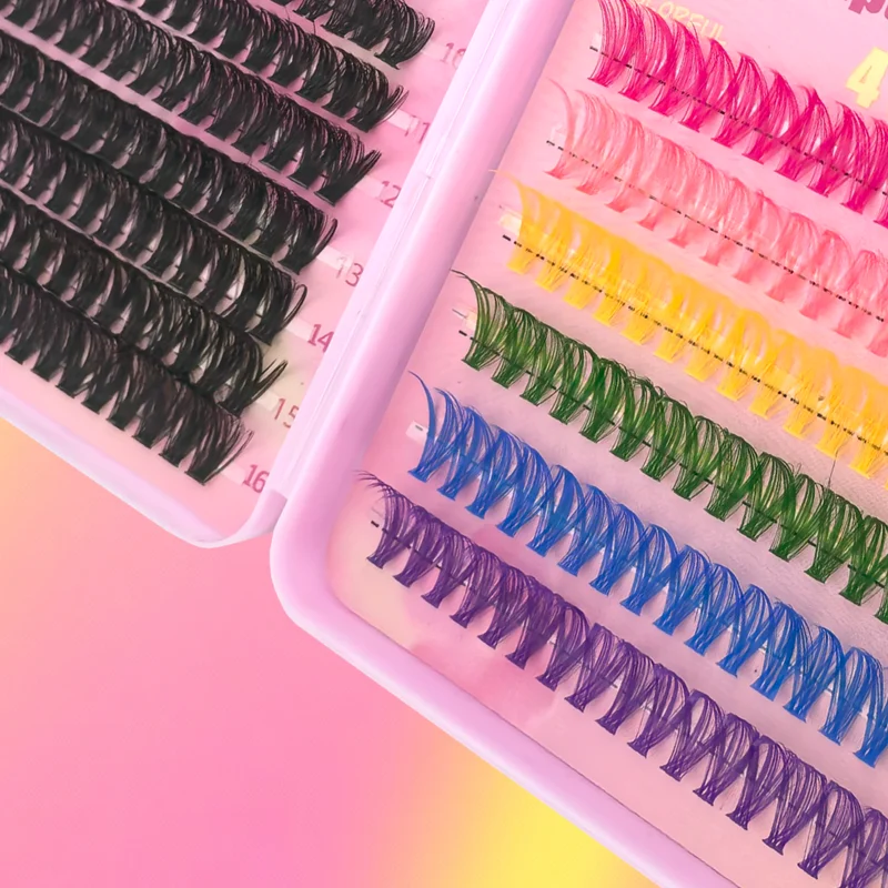 120/240/392/600 Stück Künstliche Wimpern für Anfänger DIY Regenbogenfarbene Wimpern für Zuhause - Dramatisches Volumen-Wimpern-Set – Detail 2