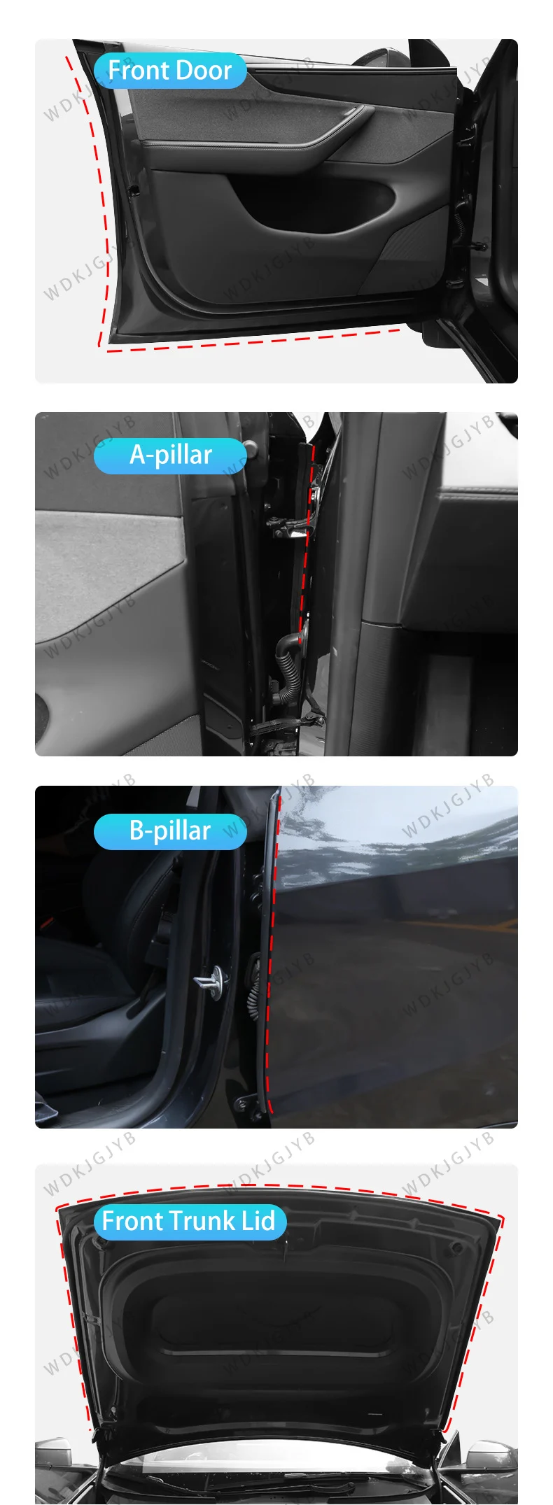 For Tesla Model Y Juniper 2025+ Door Sealing Soundproof Rubber Sealing Strip Sunroof Sealing To Reduce Wind Noise Soundproof Kit