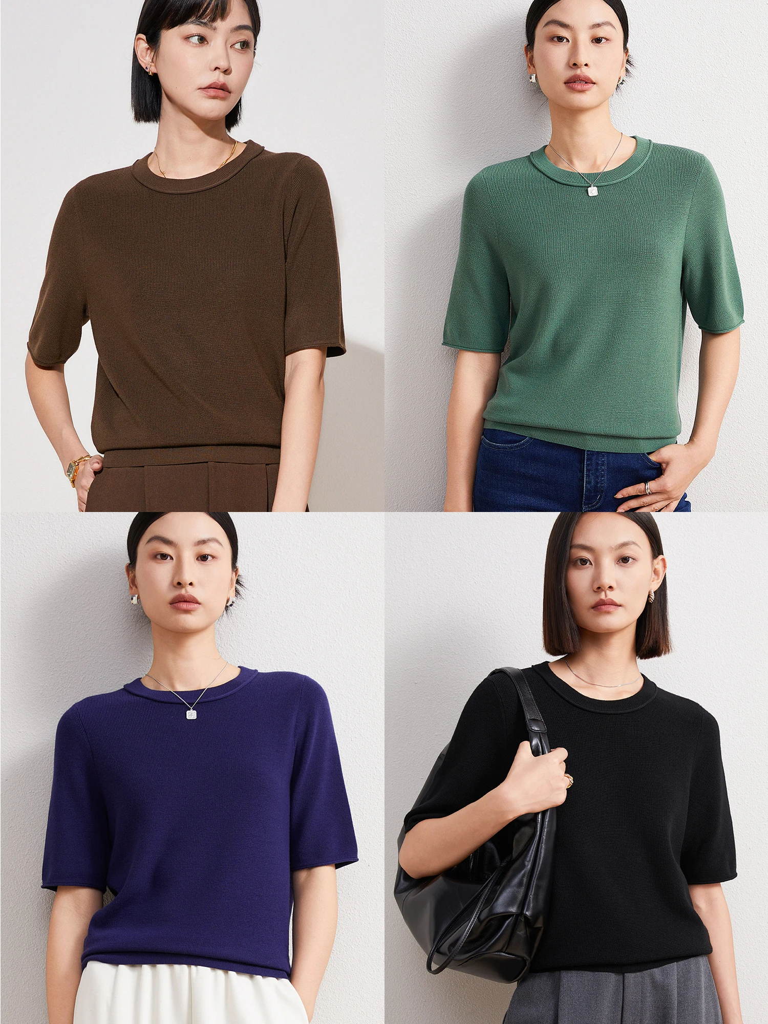 

Шерстяной трикотаж ChangDX класса люкс с золотыми бриллиантами, круглым вырезом, коротким рукавом, высококачественный, с эффектом похудения