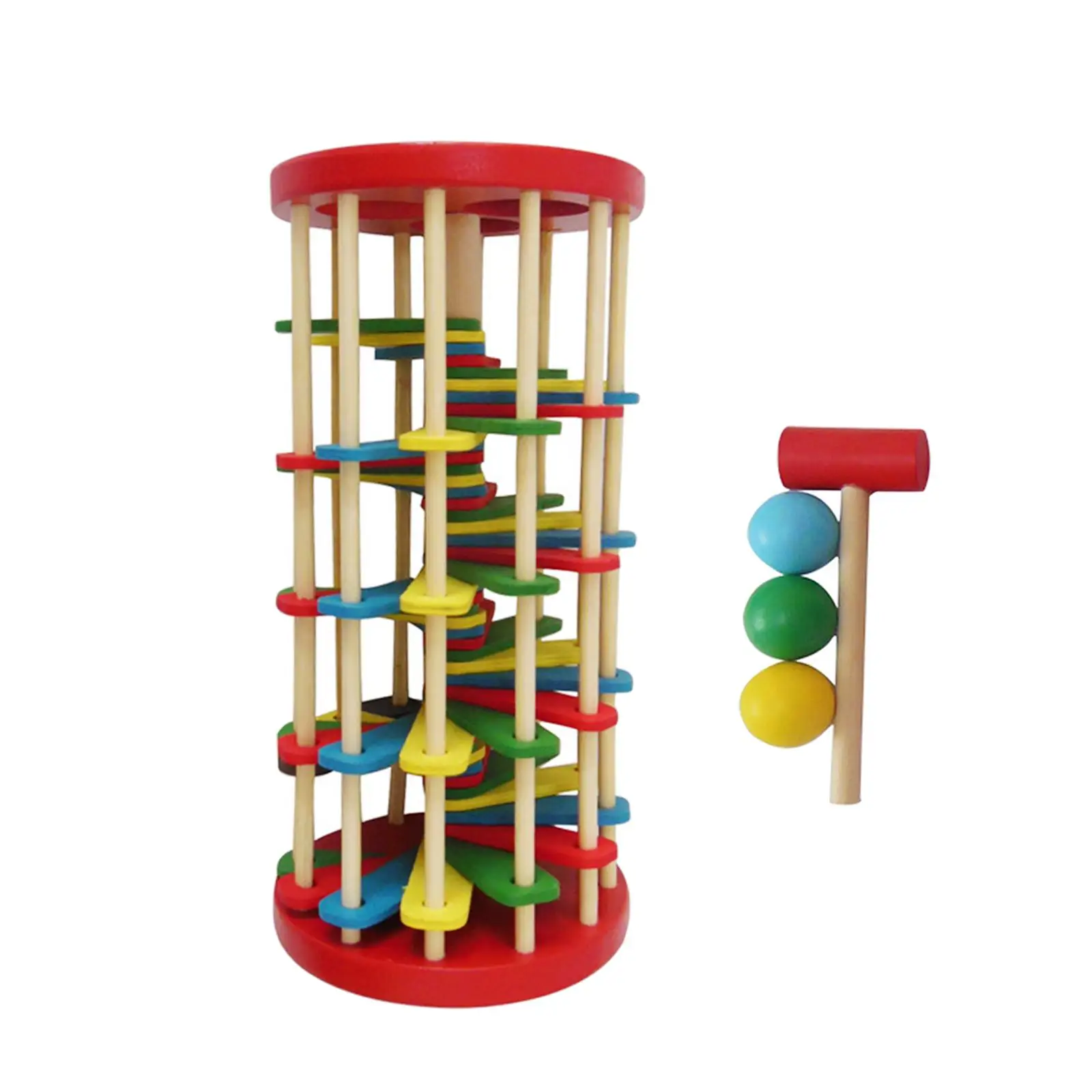 Wood Ball Drop Toy, Pound Roll Ramp Toys, Desktop Puzzle Toy, Kids Pounding