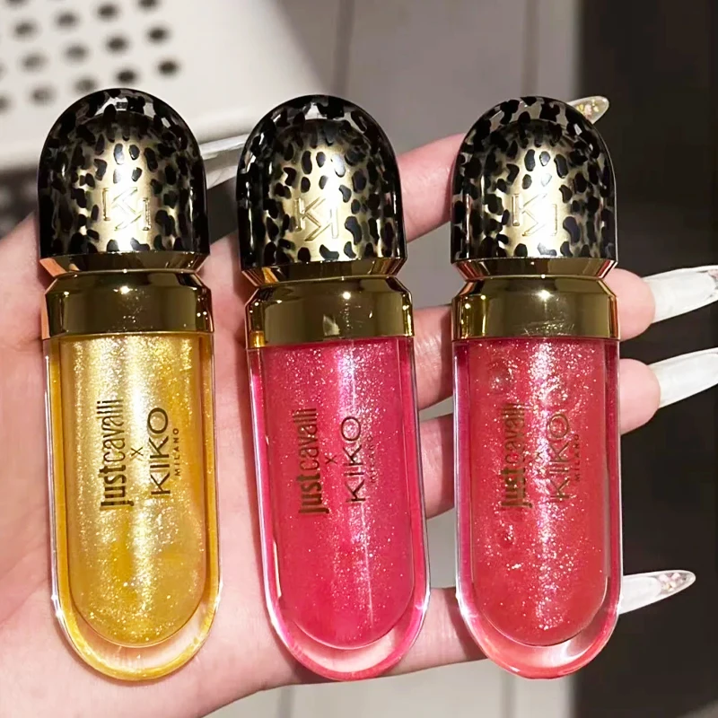 New Original 5 Colors KIKO Leopard Print Lip Gloss Plumping Mirror Shine Glass Lipstick Makeup 02 Jaguar Nectar 03 Flamingo Pop