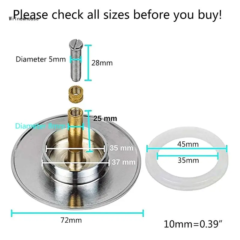 1Pc 72mm Diameter Bathtub Stopper Universal Bathroom Basin Kitchen Sink Detachable Adjustable Manual Lift Drain Plug Dropship