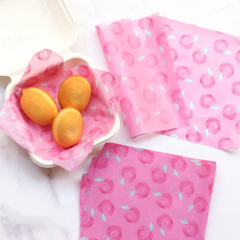 50 Pcs Food Grade Baking Wax Paper Strawberry & Floral Patterned Paper Squares Non-Stick Cake Burger Chips Wrapping Papers