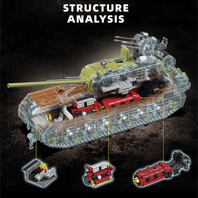 Militaire WW2 3339 Stuks Panzer VIII Maus Super Zware Tank Bouwstenen Technische Duitse Leger Wapens Bricks Onderwijs Speelgoed Gift